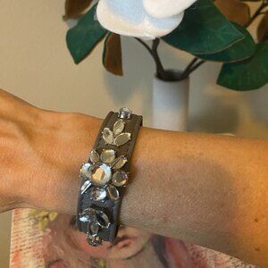 Lia Sophia Grey Rhinestone Cuff Bracelet